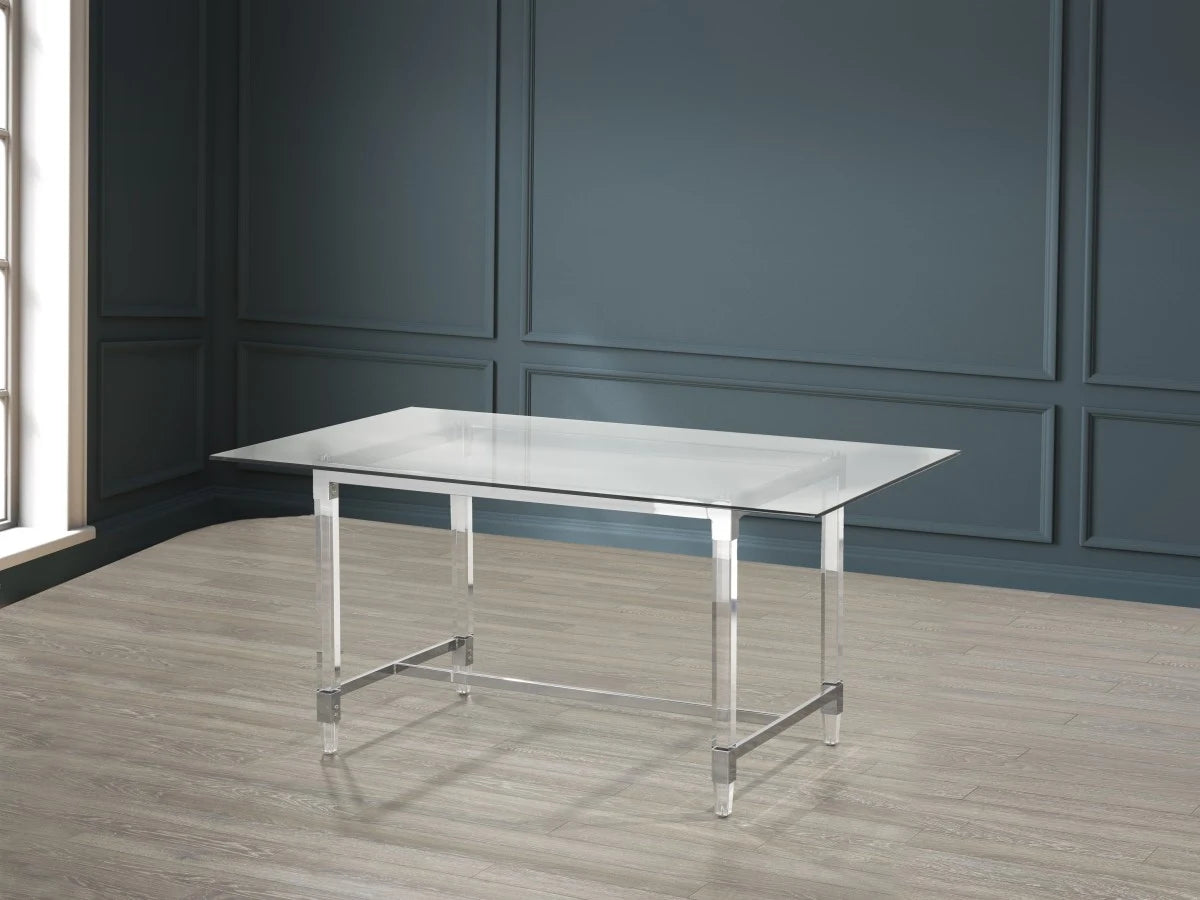 Alaska Silver Dining Table - Glass and Acrylic Legs