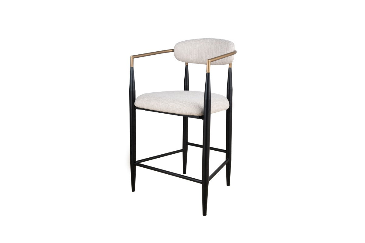 Ensemble de 2 Tabourets de Comptoir Mykos - Tissu Beige