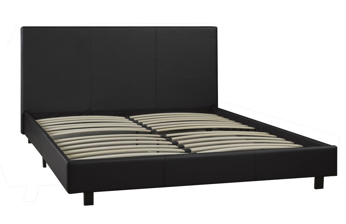Lit Twin Noir : Plateforme Élégante en Simili-Cuir Durable (