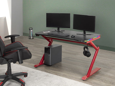 ENSEMBLE BUREAU ET CHAISE GAMING, ROUGE/NOIR  ( Meuble Mtl )