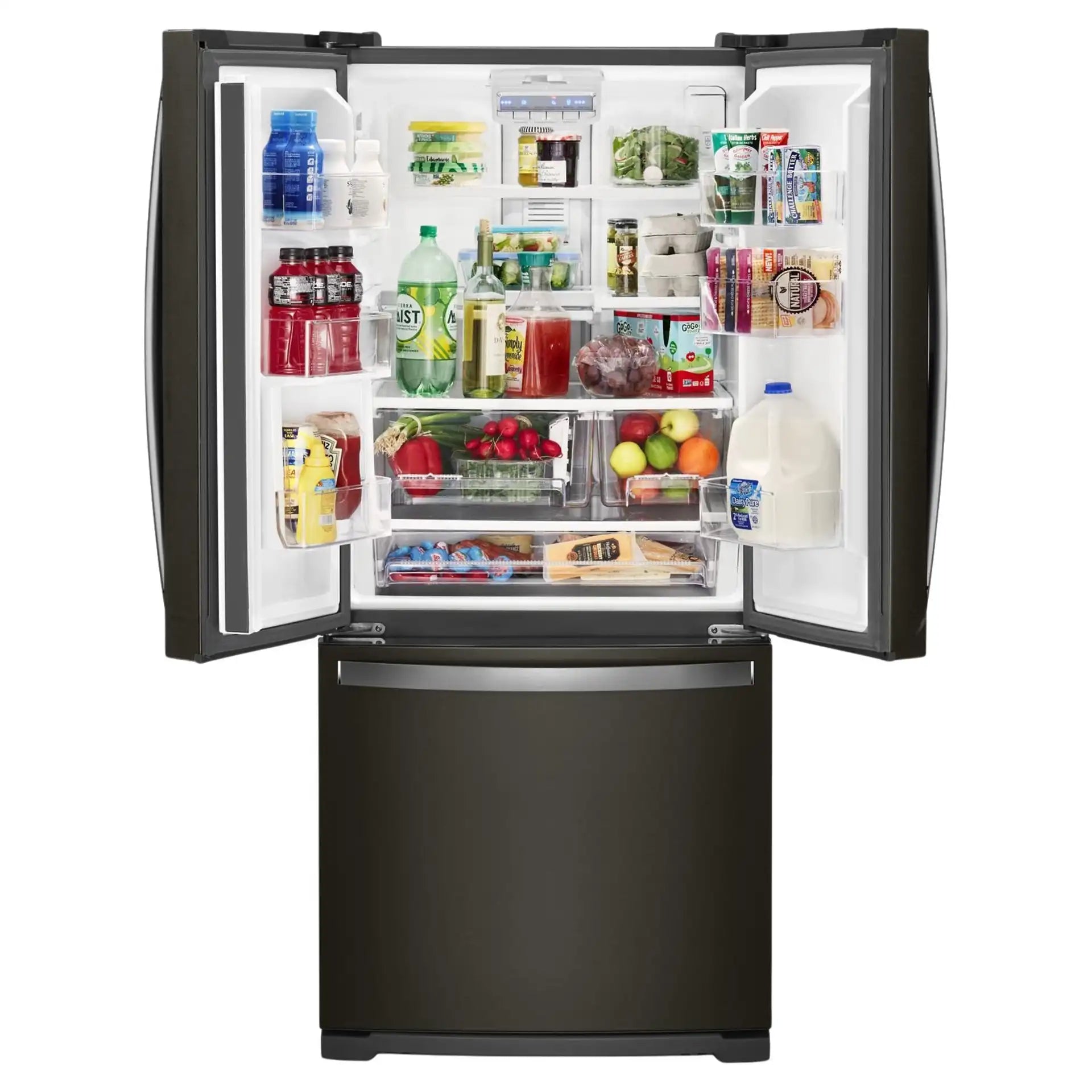 Réfrigérateur Whirlpool 30" 19,7 pi³ Portes Françaises Acier inoxydable noir résistant aux traces de doigts WRF560SMHV
