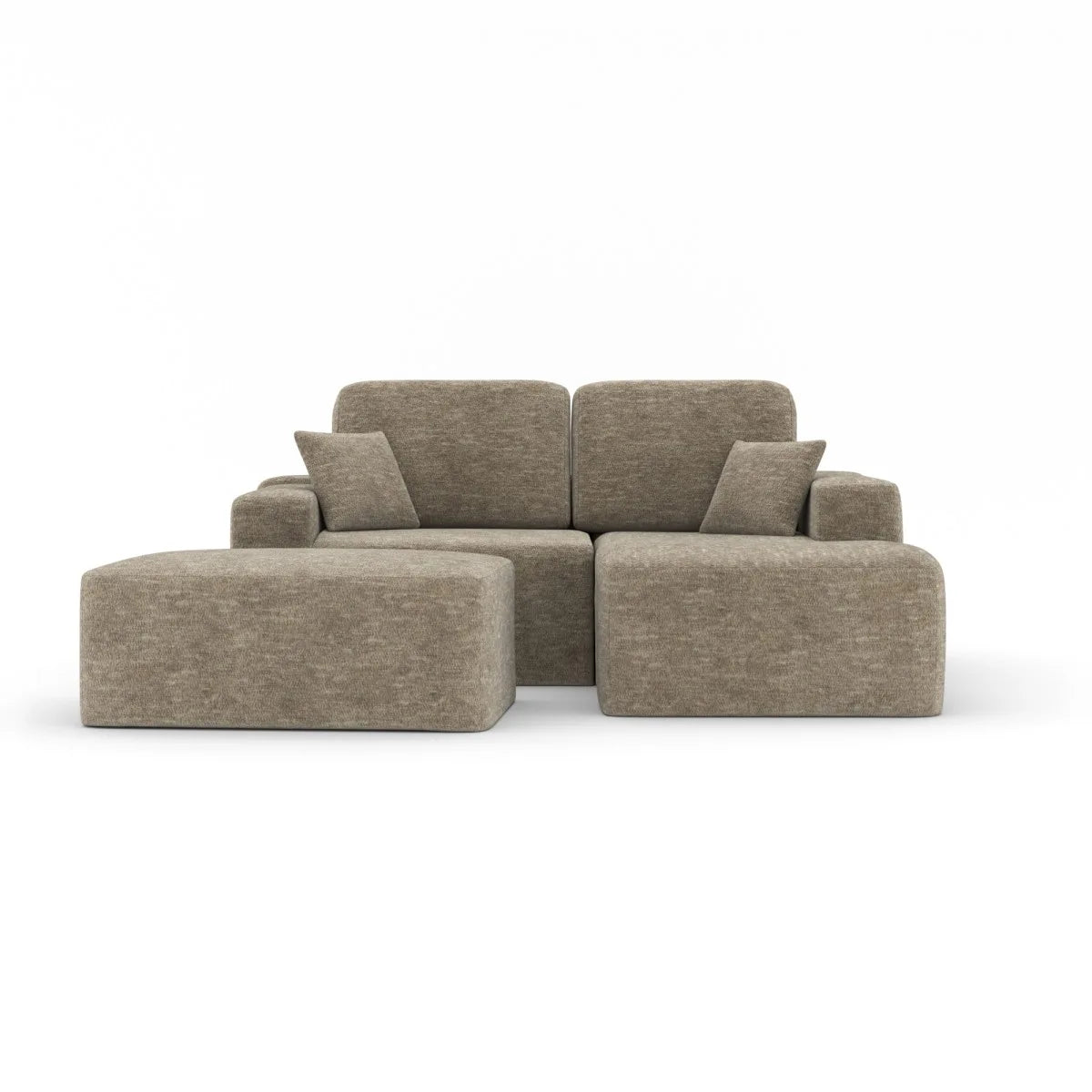 Simone : Sectionnel Taupe Chic avec Ottoman et Ressorts