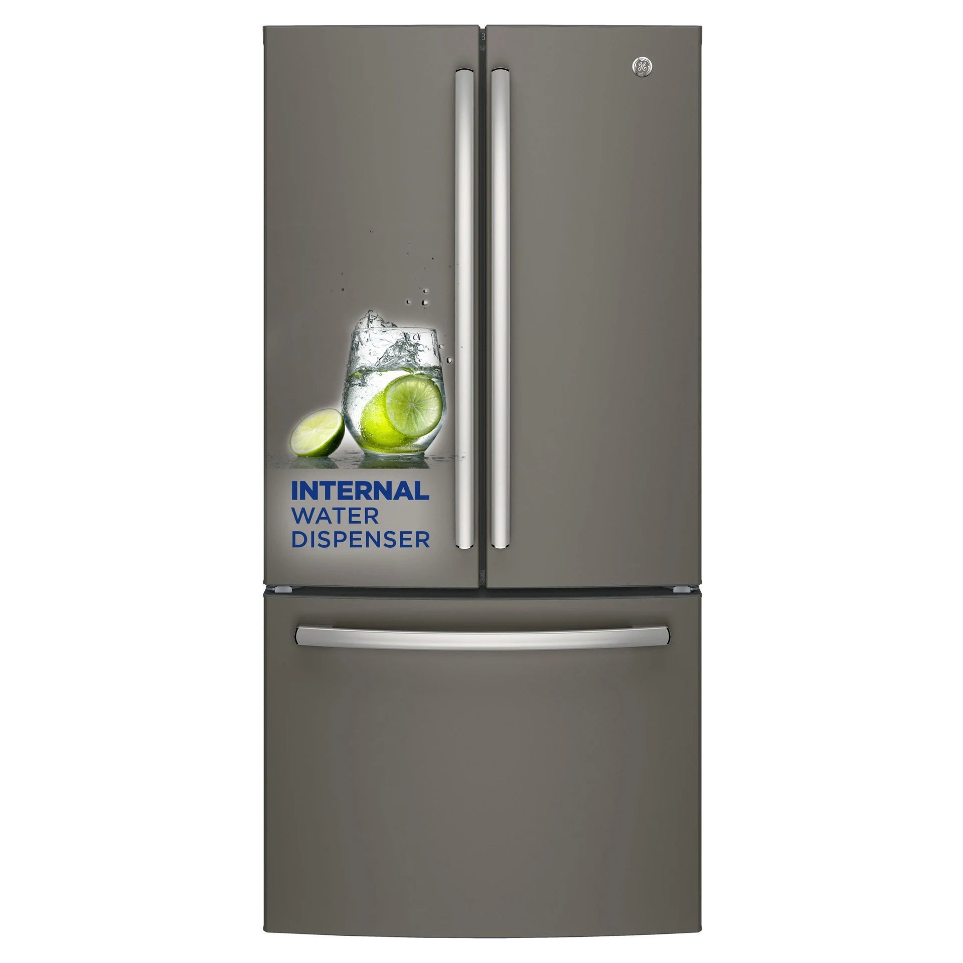 Réfrigérateur GE 33" 18,6 pi³ Portes Françaises Ardoise Profondeur Comptoir GWE19JMLES