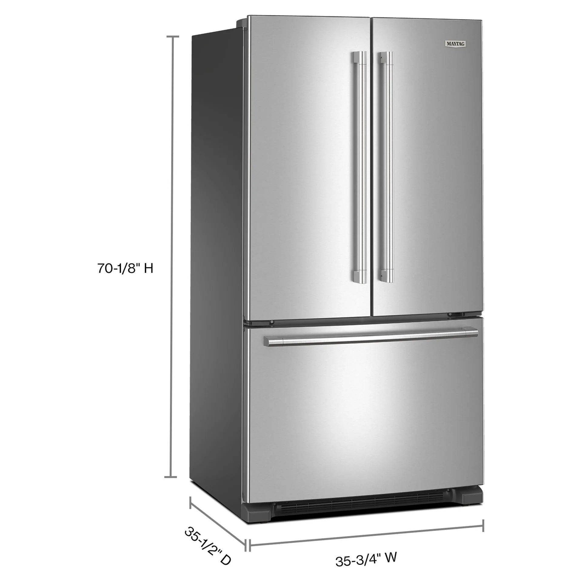 Réfrigérateur Maytag 25,2 pi³ Portes Françaises Inox 36 po