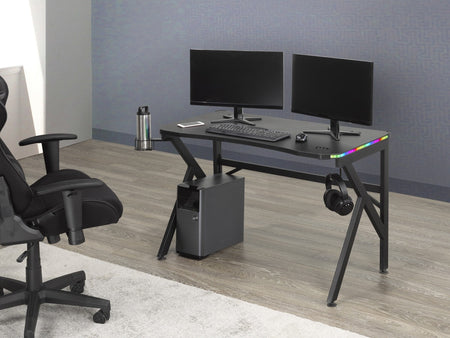 ENSEMBLE BUREAU ET CHAISE GAMING, ROUGE/NOIR ( Meuble Mtl )