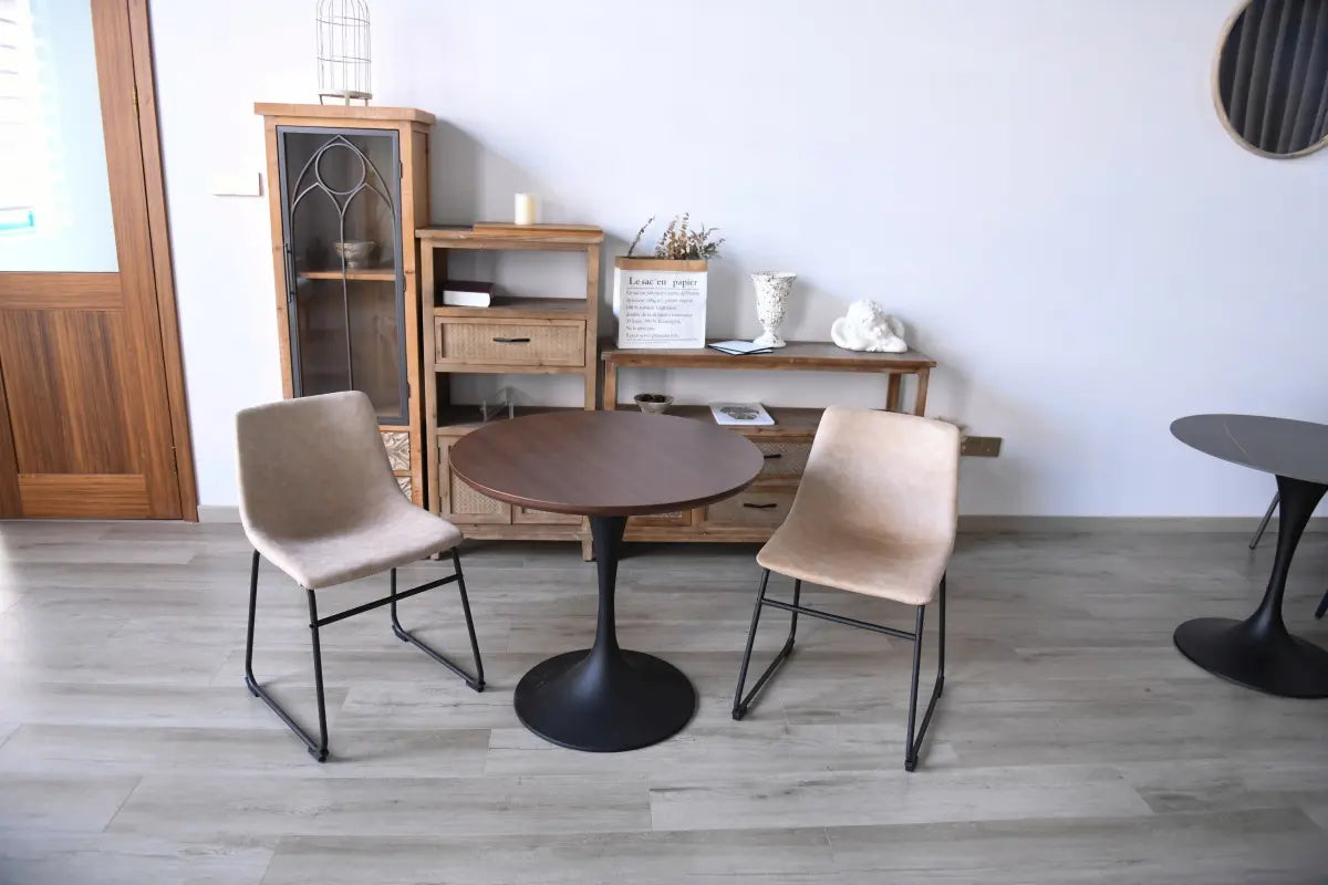 Chaises Ralphi en tissu beige vintage | Duo avec cadre en acier noir