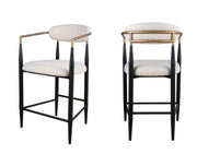 Ensemble de 2 Tabourets de Comptoir Mykos - Tissu Beige