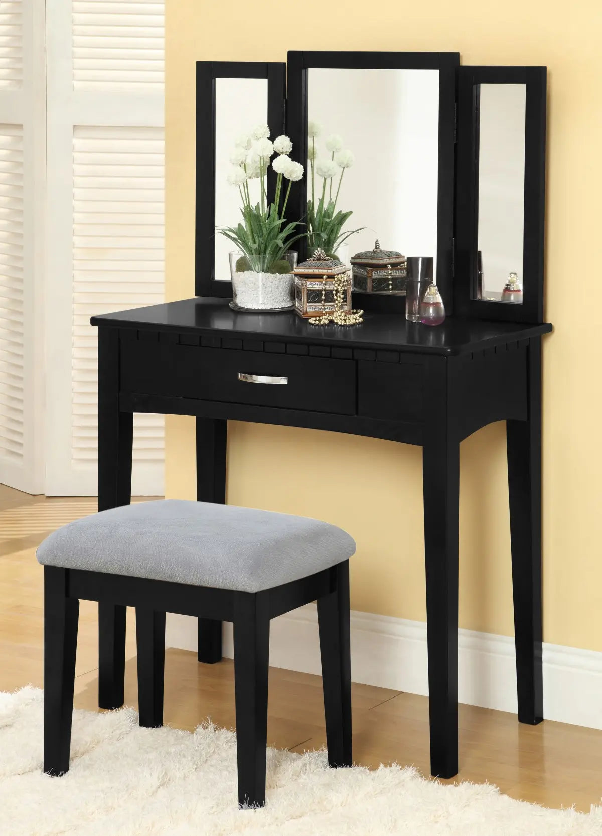 Table de maquillage Leilani Noire | Design moderne avec tiroir