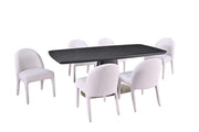 Ryaan Dining Set | Sculptural Pedestal Table & 6 Chairs