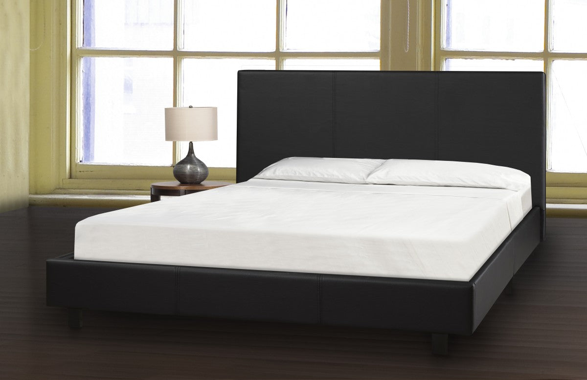 Lit Twin Noir : Plateforme Élégante en Simili-Cuir Durable (