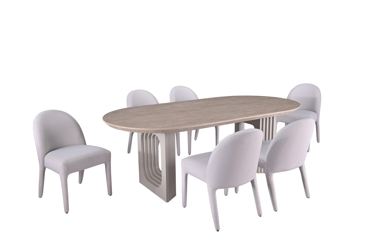 Dafne Dining Set | Sculptural Pedestal Table & 6 Chairs