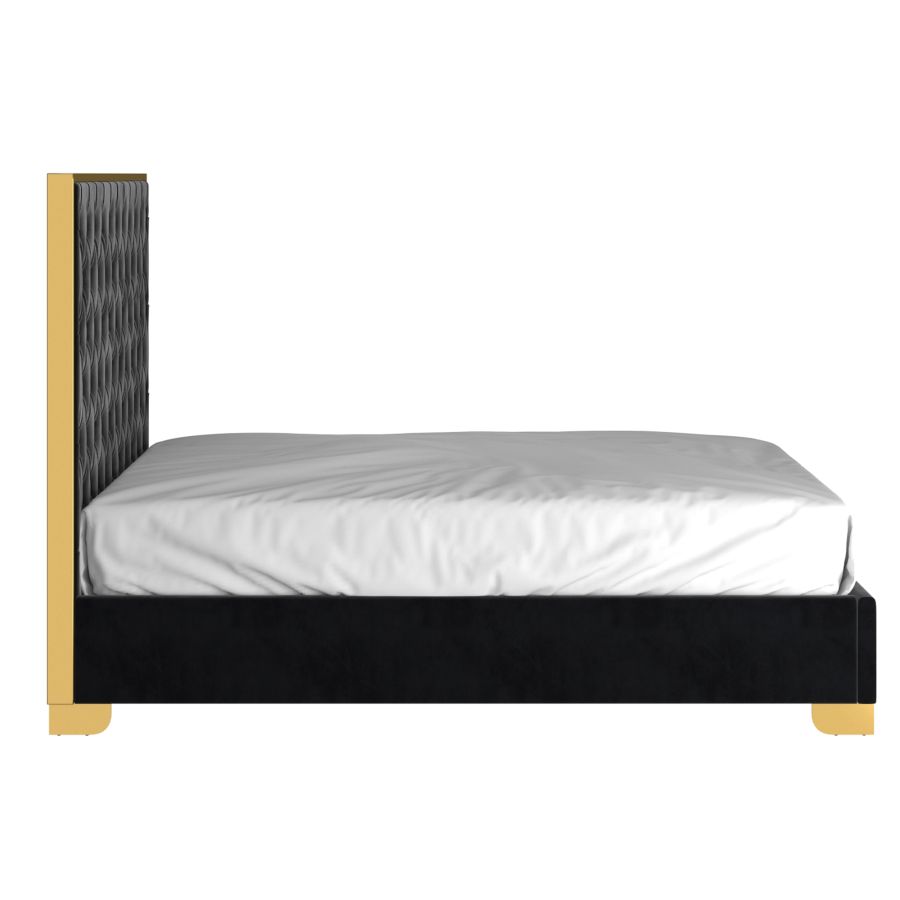 Lit Queen 60" Lucille en noir et or ( Meuble Mtl )