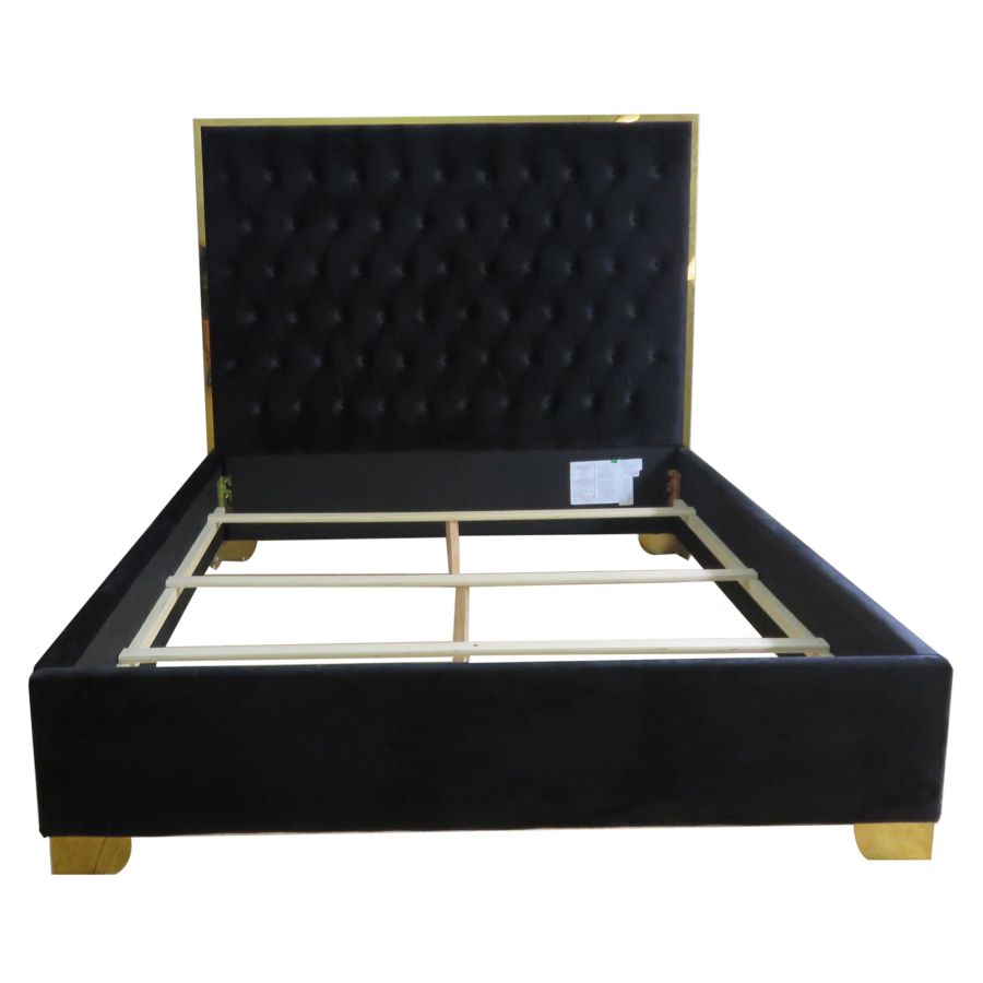 Lit Queen 60" Lucille en noir et or ( Meuble Mtl )