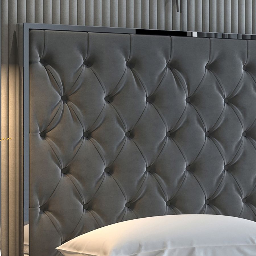 Lit Queen 60" Lucille en gris et argent ( Meuble Mtl )