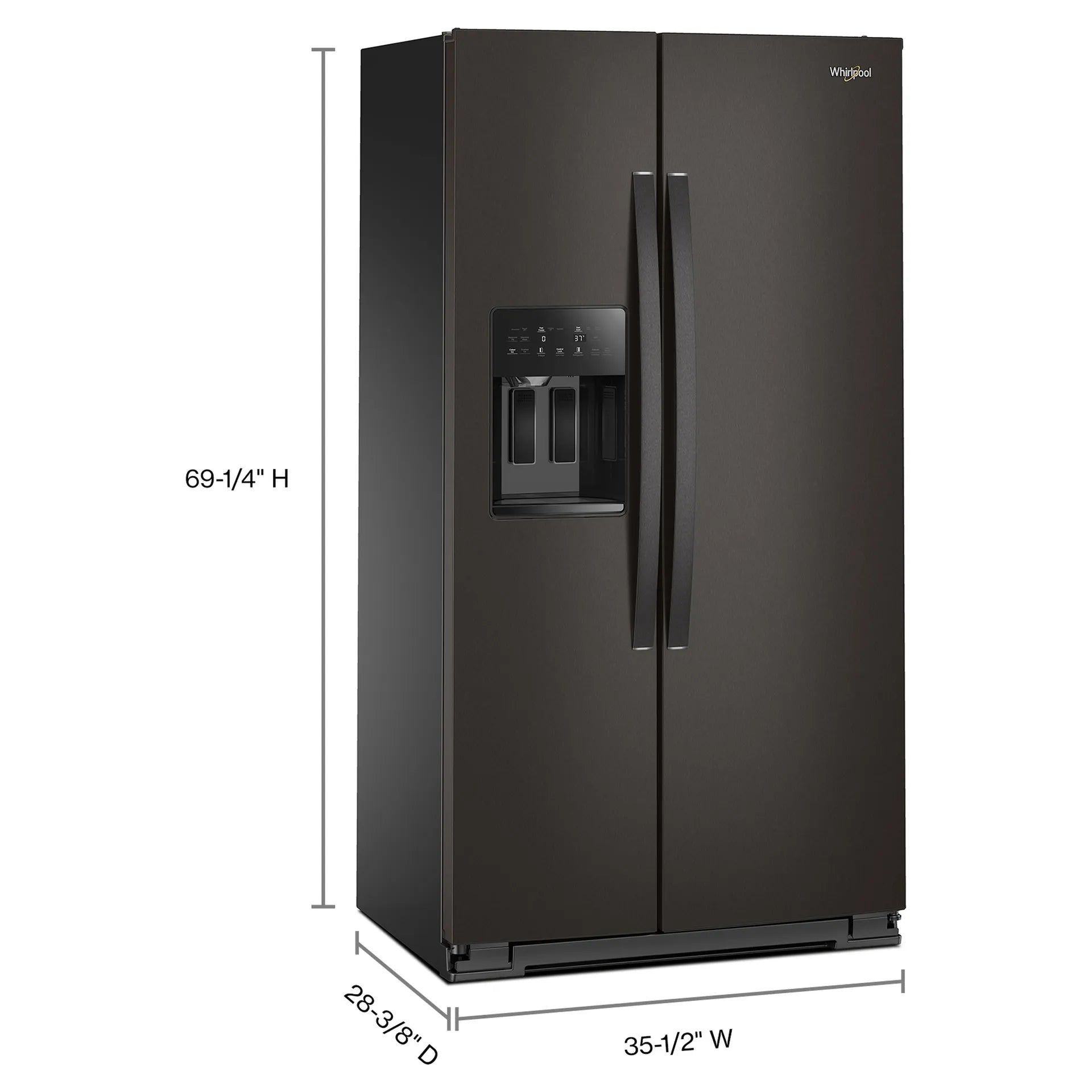 Whirlpool 36" 20.85 cu. ft. Black Stainless Steel Counter-Depth Side-by-Side Refrigerator