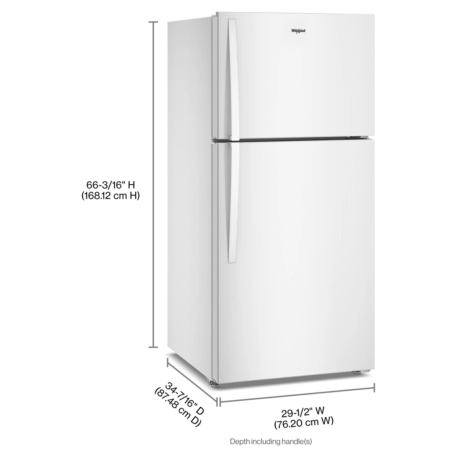 Réfrigérateur Whirlpool 19 pi³ Congélateur en haut 30" Blanc