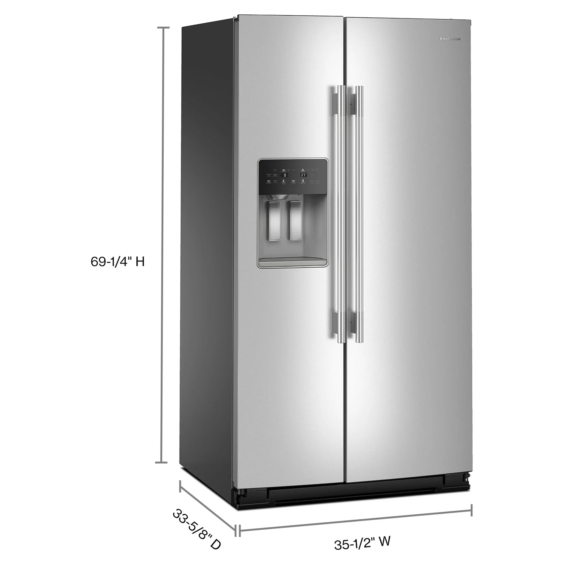 Réfrigérateur KitchenAid 28,7 pi³ Côte à Côte Inox 36 po