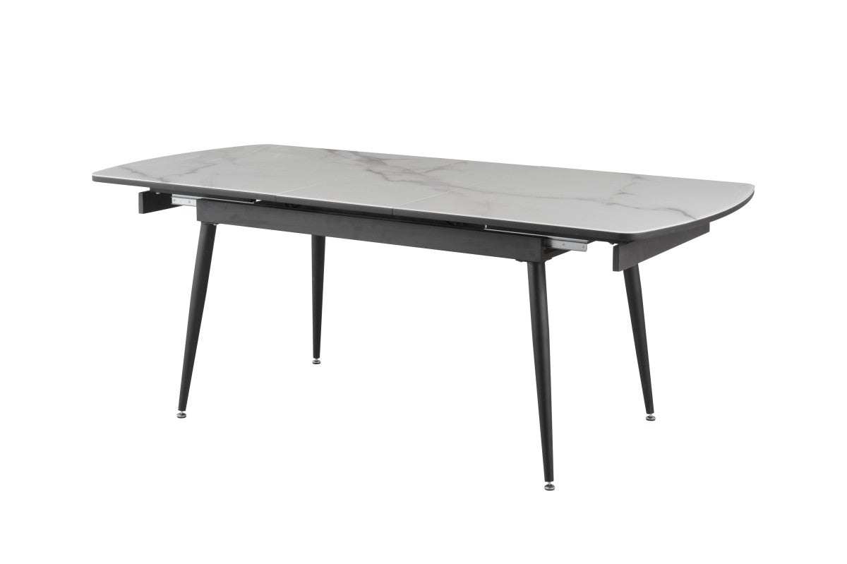 Fabian White Extendable Dining Table - Marble Effect