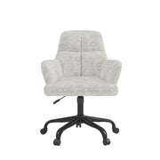 Chaise de Bureau Lazare - Tissu Gris et Détails Capitonnés