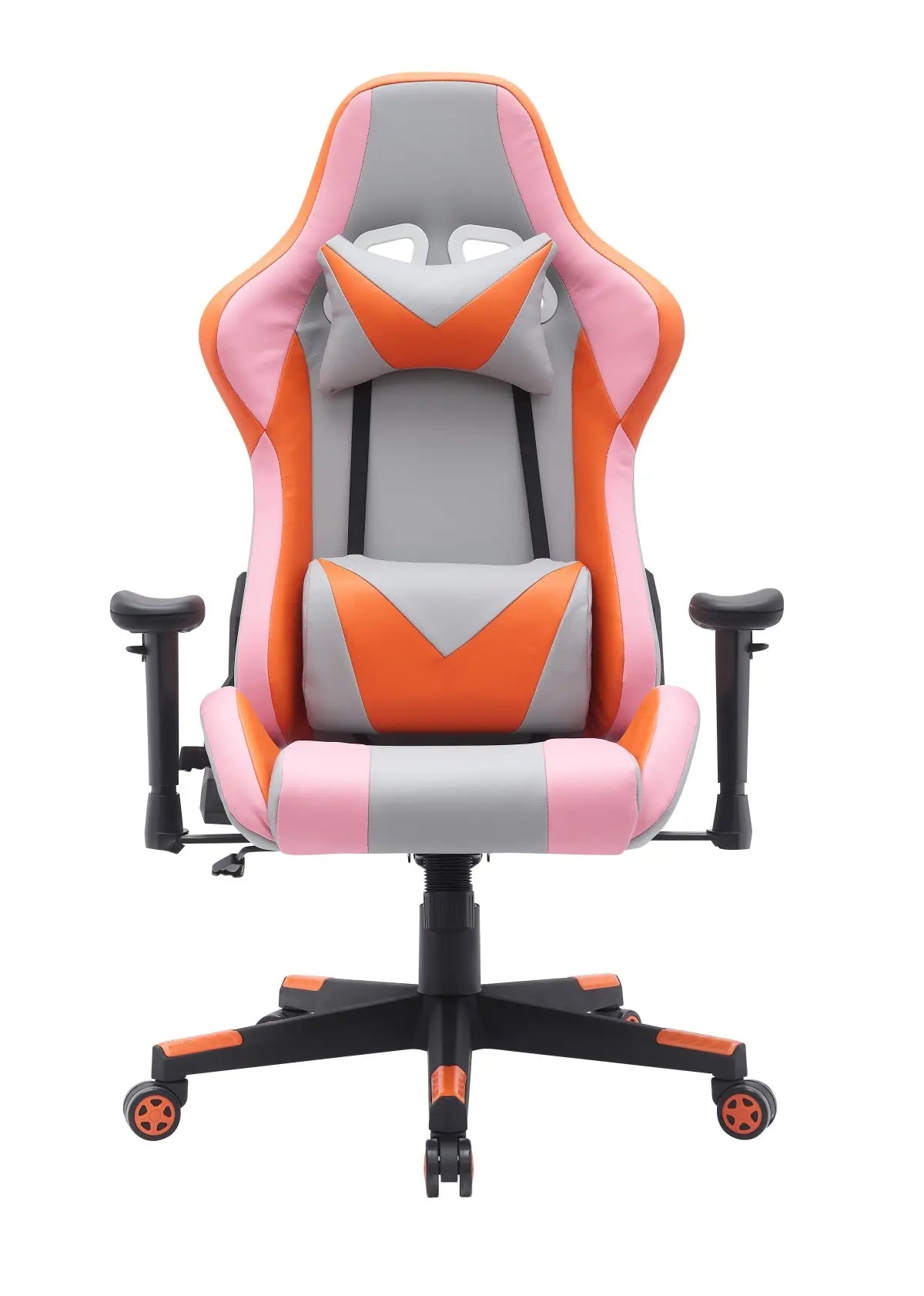 High-Performance Gaming Chair | Grey/Orange with Lumbar Support