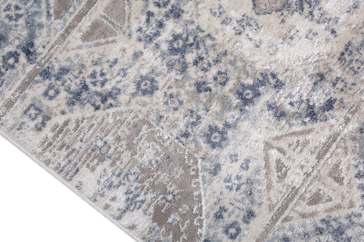 Tapis contemporain Parksdale 7x9 | Bleu et Gris fini utilisé