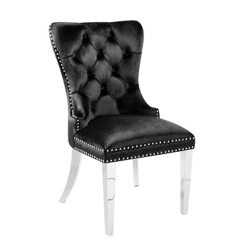 Chaise de salle à manger Euphoria Steel : velours noir