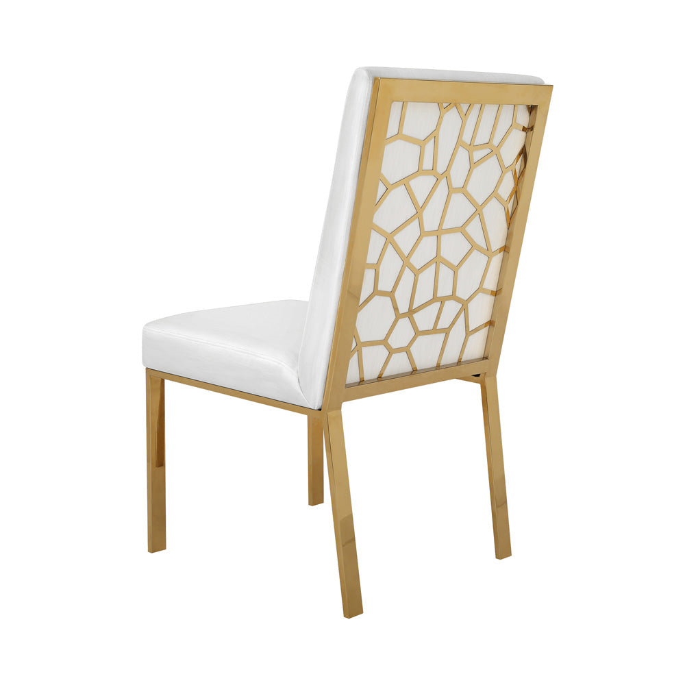 Chaise de salle à manger Wellington Gold : similicuir blanc