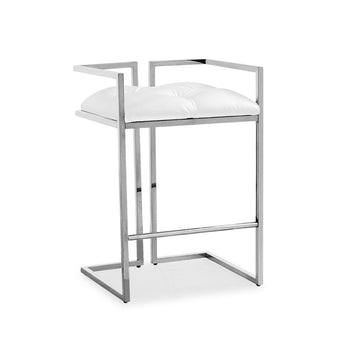 Tabouret de comptoir Coralie : similicuir blanc