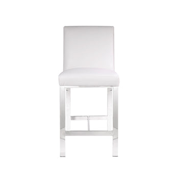 Chaise de comptoir Emiliano : similicuir blanc