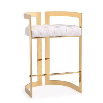 Chaise de comptoir Majestic Gold : similicuir blanc