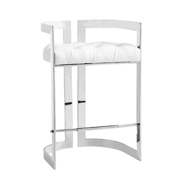 Chaise de comptoir Majestic : similicuir blanc