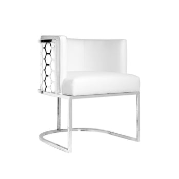 Chaise Chamberlain : tissu PU blanc