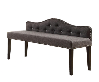 Banc en tissu Athena avec dossier tufté glamour classique  ( Meuble Mtl )