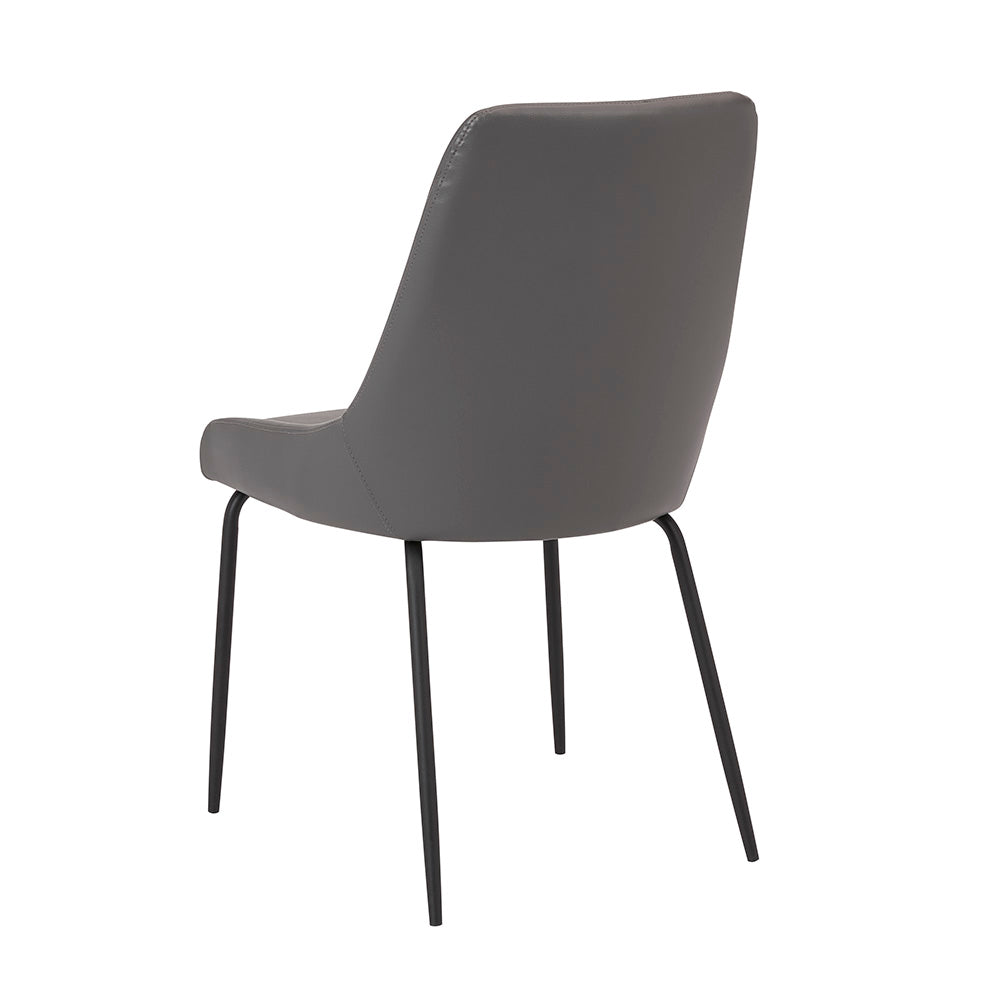 Chaise de salle à manger noire Moira : similicuir gris foncé