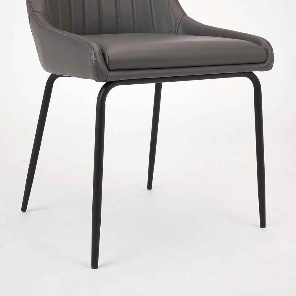 Chaise de salle à manger noire Moira : similicuir gris foncé