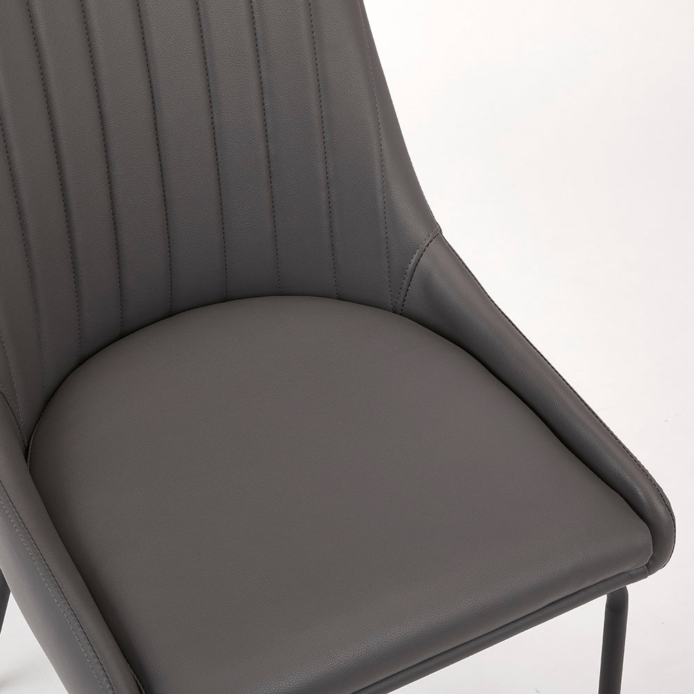 Chaise de salle à manger noire Moira : similicuir gris foncé