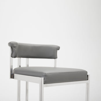 Chaise de comptoir Corona : similicuir gris