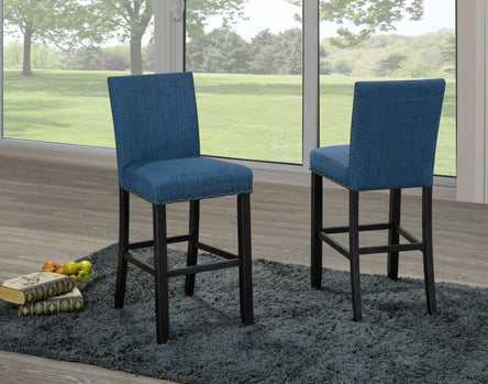 AVERY TABOURET DE BAR 24'' AVEC TISSU BLEU (TABOURET DE BAR ENSEMBLE DE 2) ( Meuble Mtl )