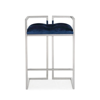 Tabouret de comptoir Coralie : velours bleu