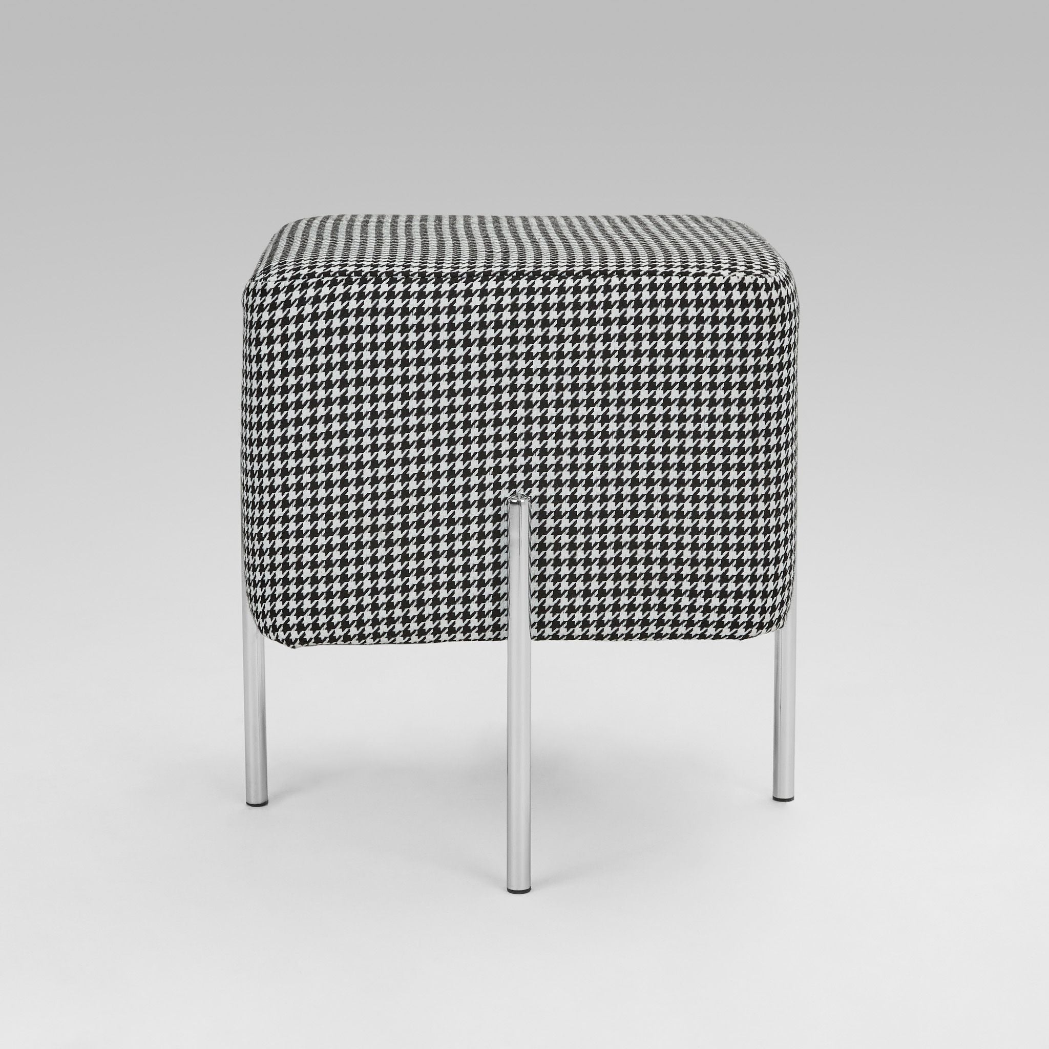 Pouf Kube S : Tissu Dent De Poule Blanc & Noir