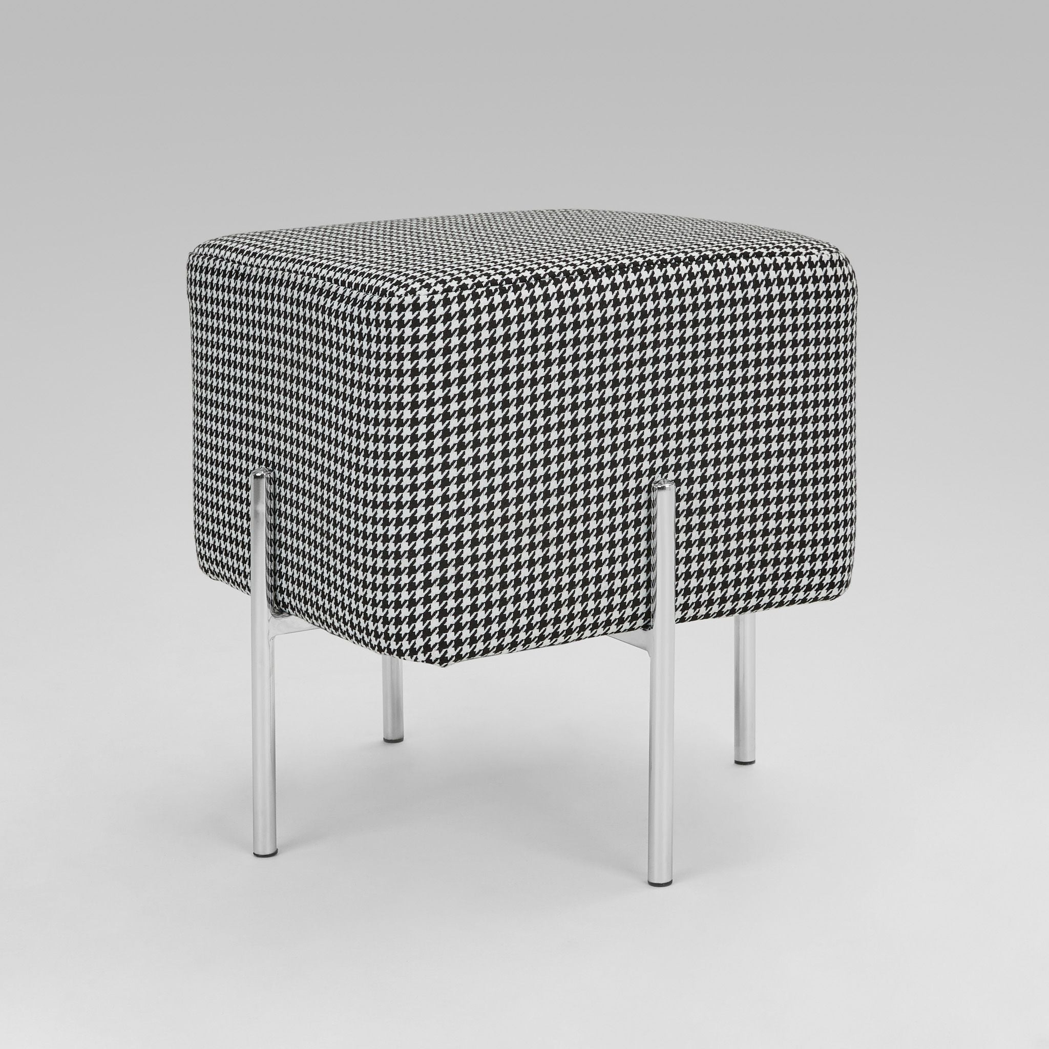 Pouf Kube S : Tissu Dent De Poule Blanc & Noir