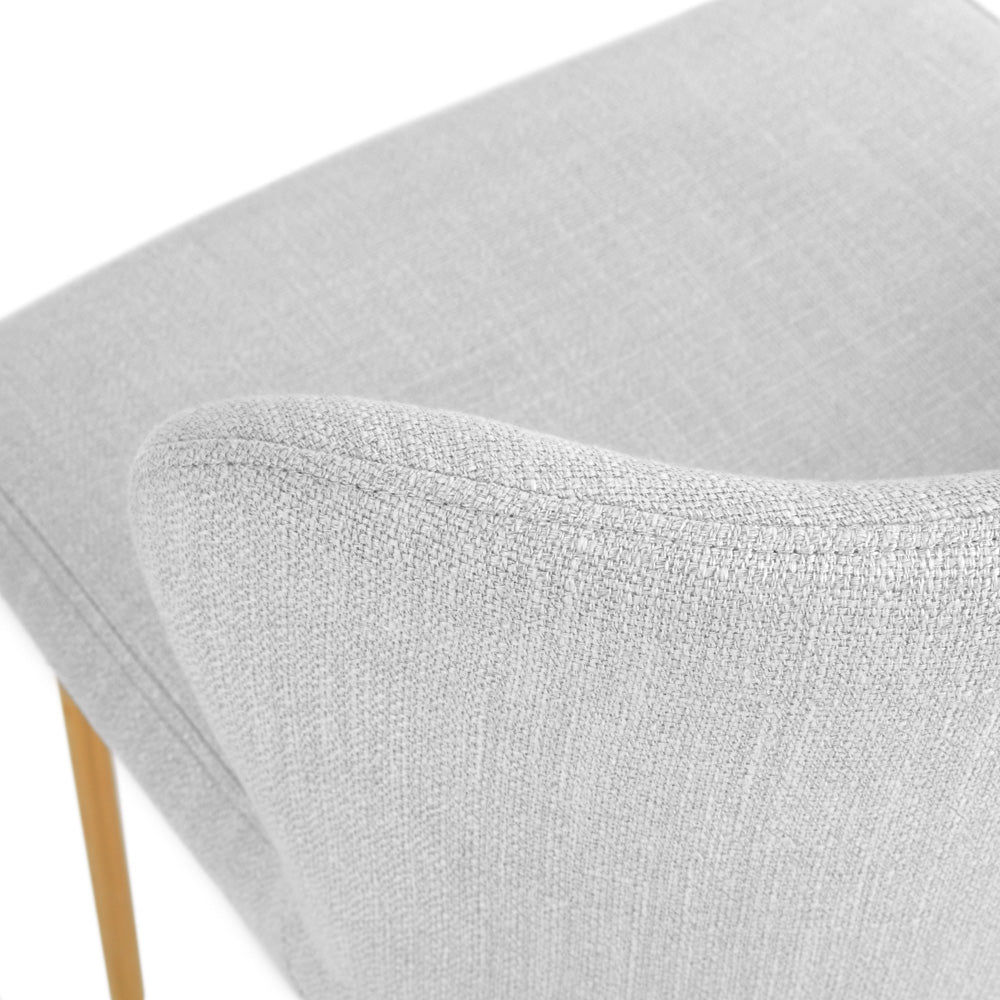 Chaise de salle à manger Malta : lin gris clair avec pieds dorés