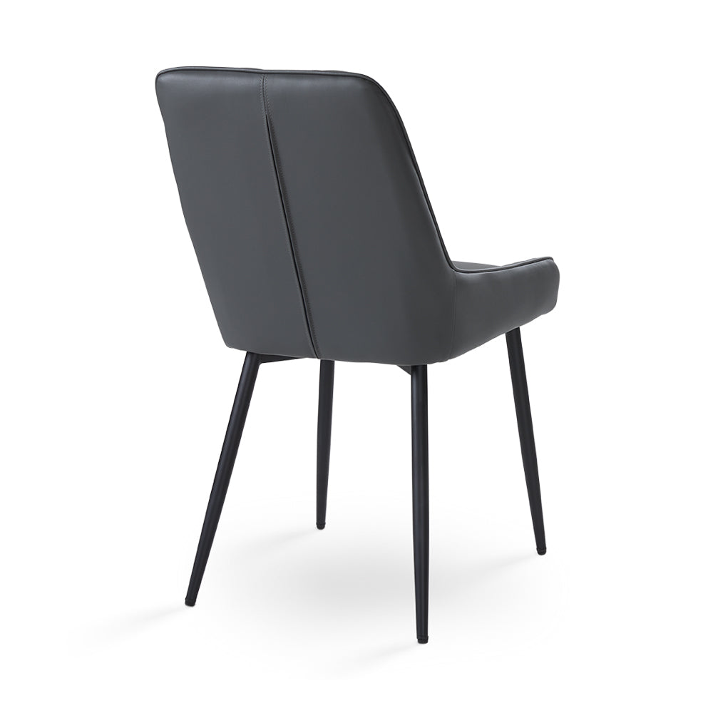 Chaise de Salle à Manger Emily Noire : Similicuir Gris Foncé