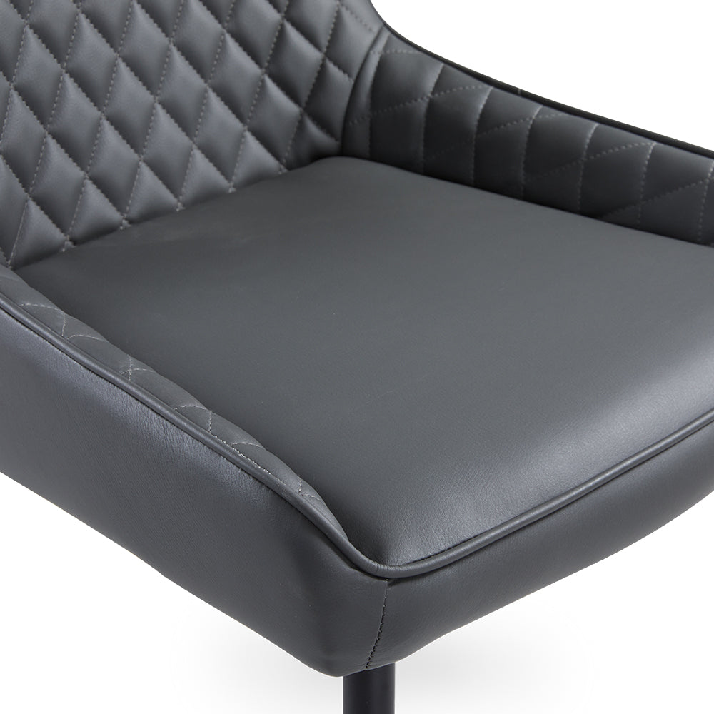 Chaise de Salle à Manger Emily Noire : Similicuir Gris Foncé