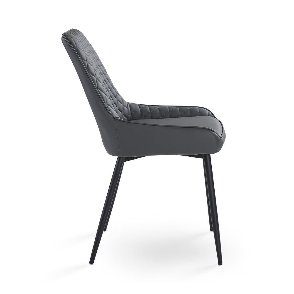 Chaise de Salle à Manger Emily Noire : Similicuir Gris Foncé