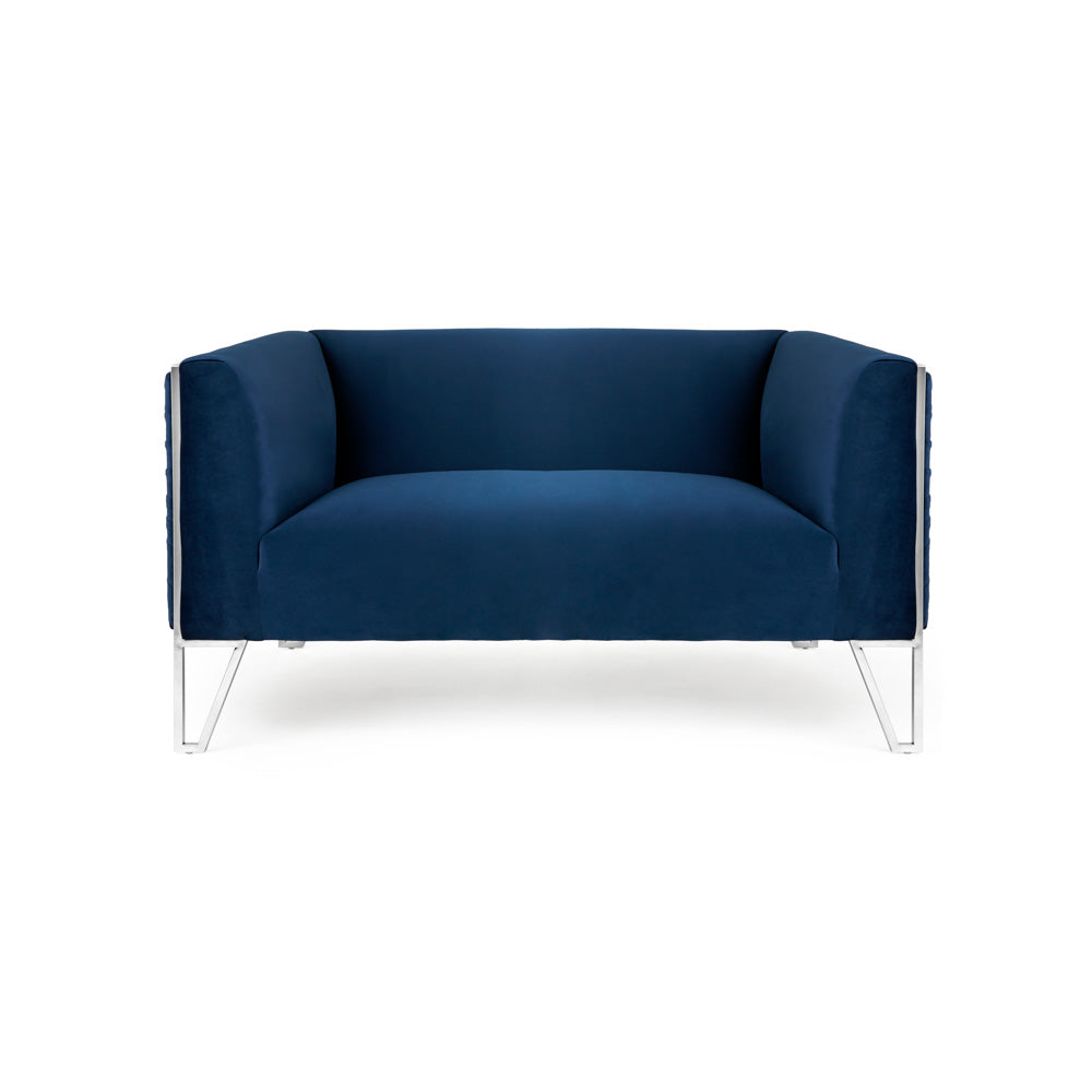 Causeuse Truro : velours bleu encre
