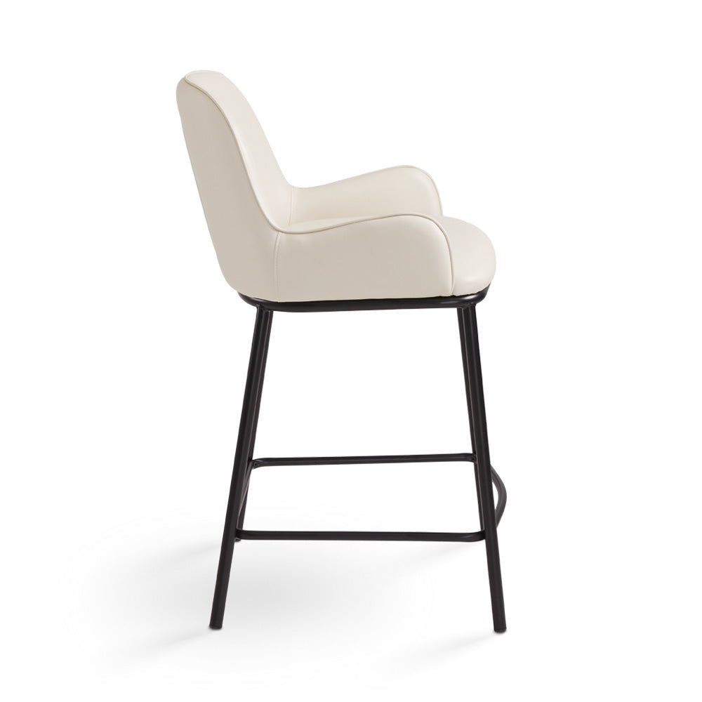 Chaise de comptoir Bennett : similicuir taupe