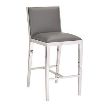 Chaise de comptoir Emario : similicuir gris