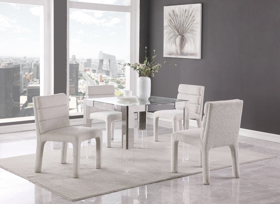 Table de Repas Casper 38" : Chrome, Acrylique et Verre Trempé