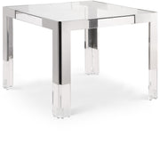 Table de Repas Casper 38" : Chrome, Acrylique et Verre Trempé